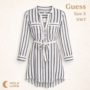 GUESS STRIPED SHIRT DRESS